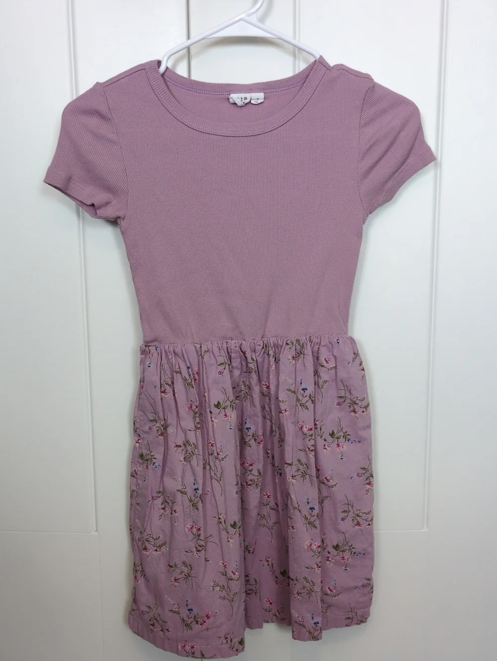 Gap Kids Girls Medium 8 Floral Ribbed Short Sleeve Dress